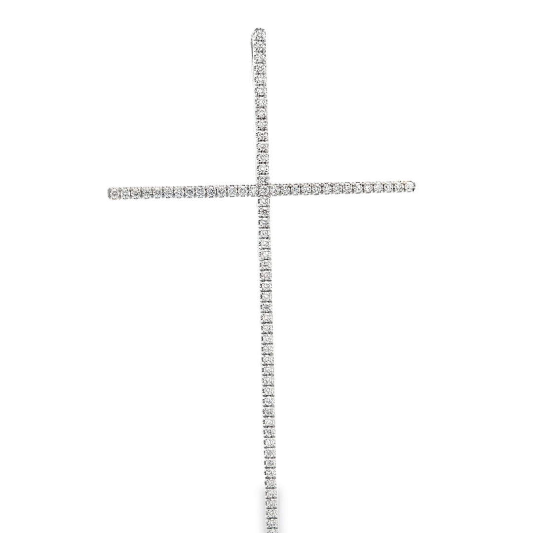 14kt White Gold Diamond Cross Pendant - Elegant Faith