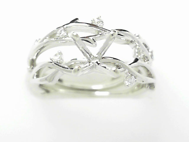 14K White Gold .08ctw Diamond Semi-Mount Engagement Ring