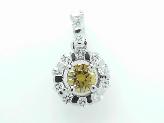 14K Yellow Gold Two-Tone Diamond Pendant Necklace