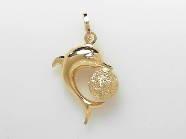 18K Gold Dolphin Ball Charm - Delicate Marine Pendant