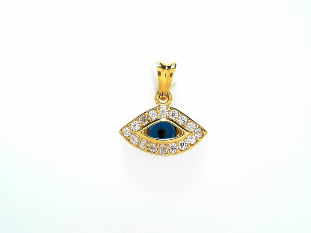 21kt Gold Evil Eye CZ Charm - Protective Talisman