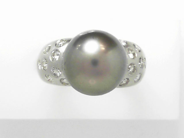 14kt White Gold Tahitian Pearl Diamond Necklace