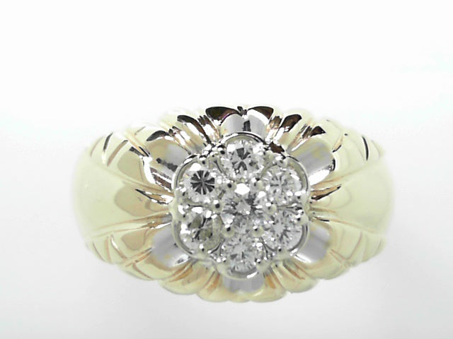 14K Gold Men's .25ctw Diamond Cluster Ring, Size 14