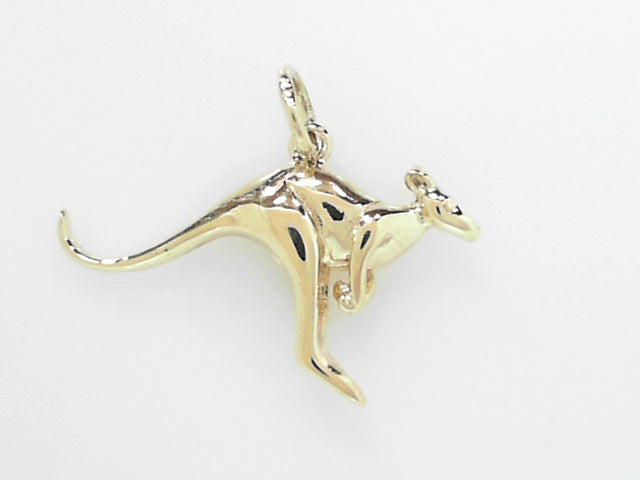 14K Gold Kangaroo Charm Pendant - Adorable Wildlife Accessory