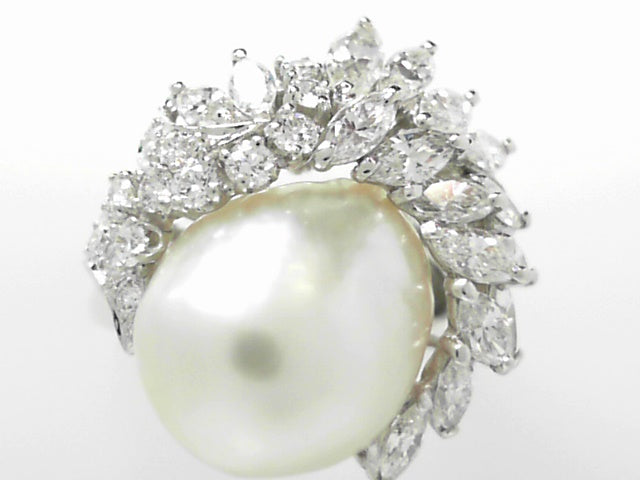 Vintage Platinum Pearl Diamond Ring 2ctw Sz5.75