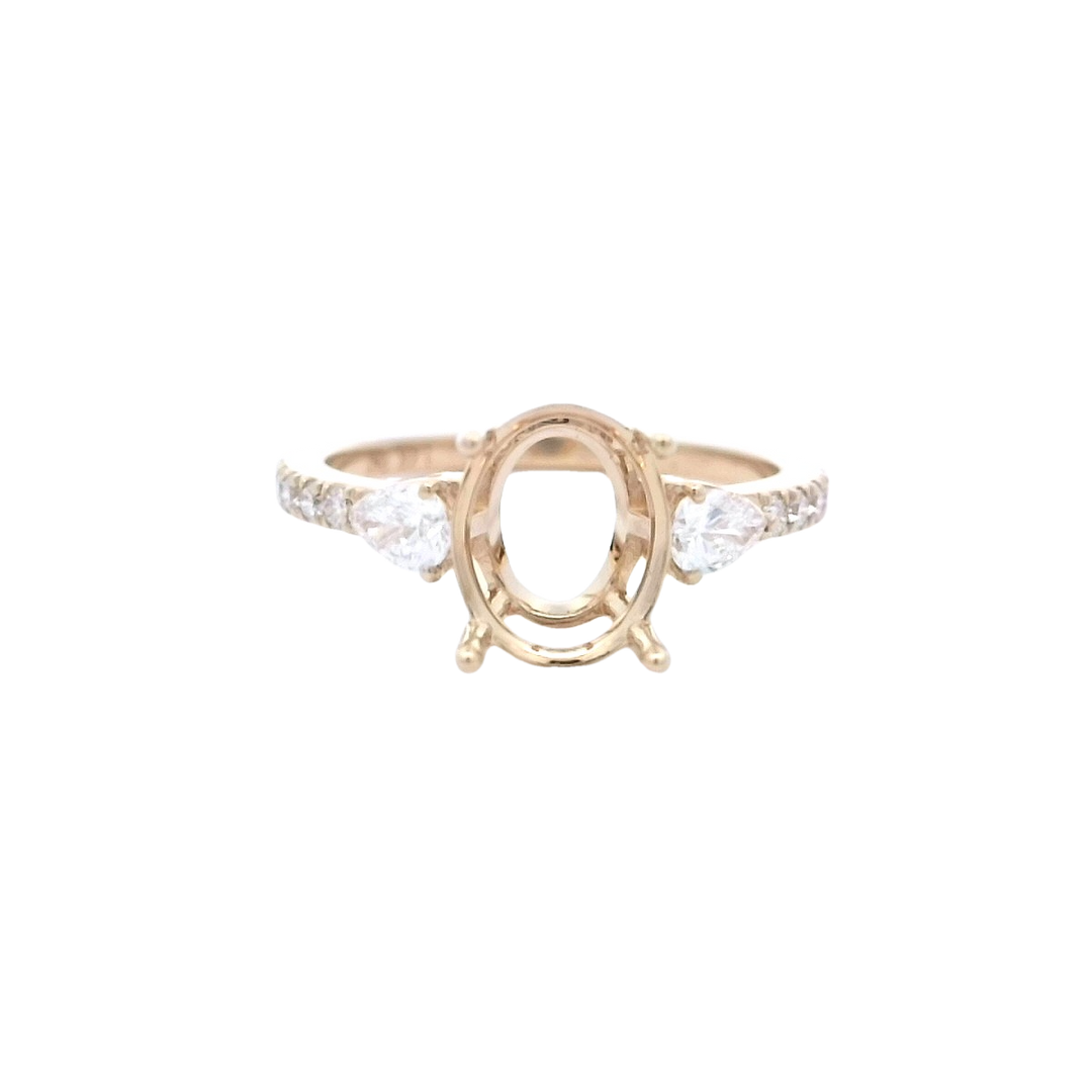 14K Yellow Gold .40ctw Diamond Semi Mount Oval Ring