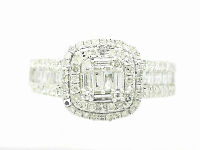 14K White Gold .76ctw Diamond Cluster Ring, Size 7