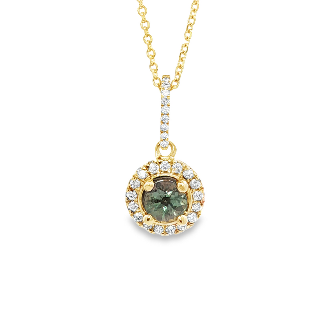 14kt Yellow Gold Alexandrite Diamond Drop Pendant