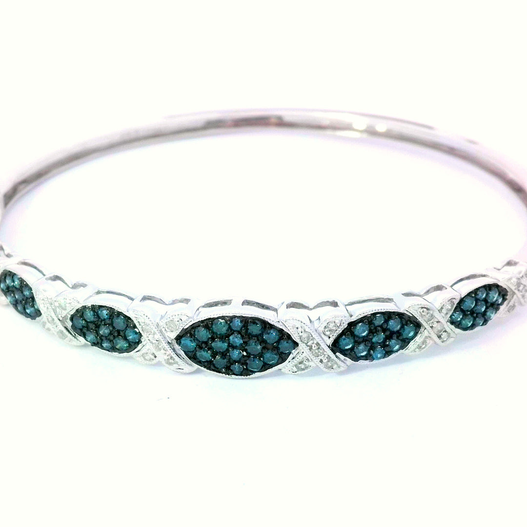 14kt White Gold Blue & White Diamond Luxury Bangle