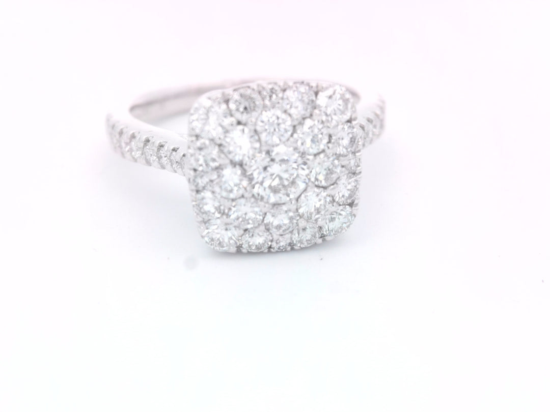 14K White Gold 1.20ctw Diamond Ballerina Cluster Ring