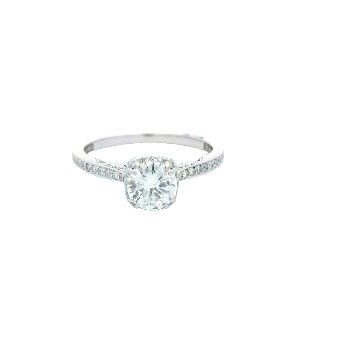 18K White Gold 0.71ct Round Diamond Halo Engagement Ring