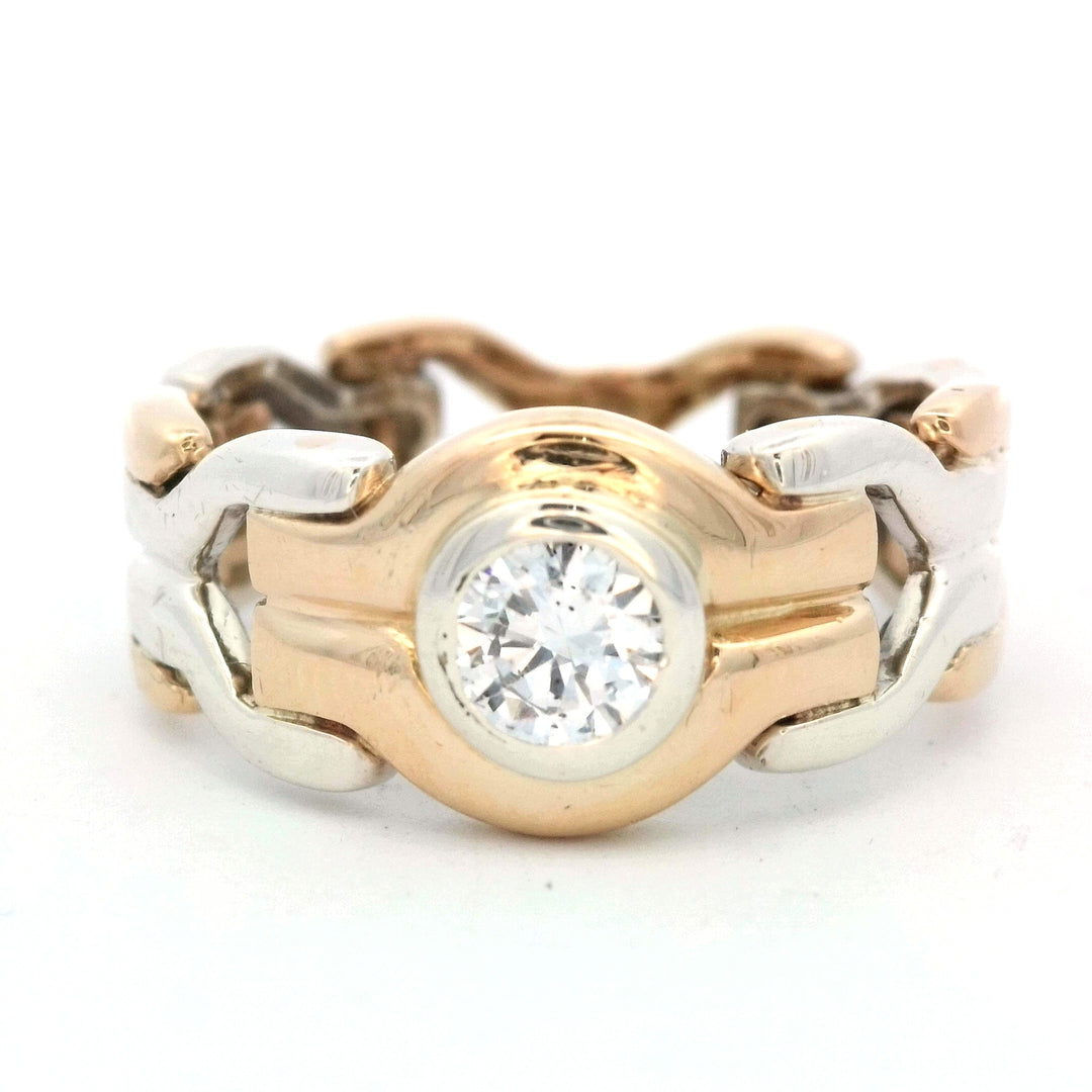 18K Two-Tone 0.45ct Diamond Men's Gypsy Wedding Band