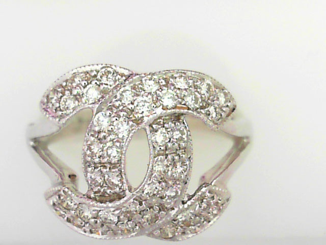 14K Gold .65ctw Diamond Double C Statement Ring