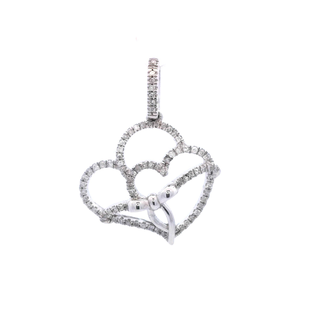 14kt White Gold .20ctw Double Heart Diamond Pendant