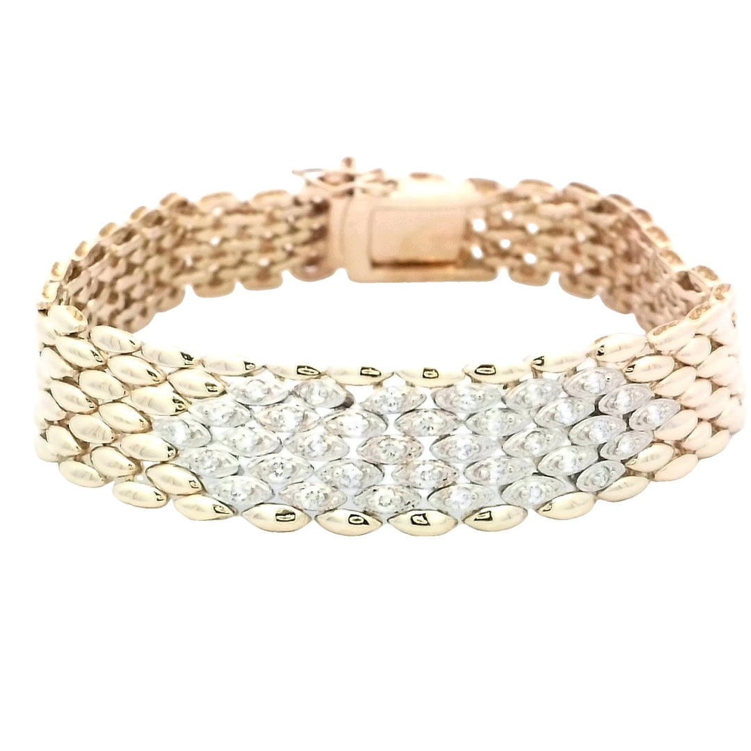 14kt Yellow Gold Vintage Diamond Mesh Bracelet 1ctw