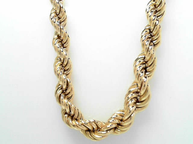 18K Gold Vintage Hollow Graduated Rope Chain Necklace