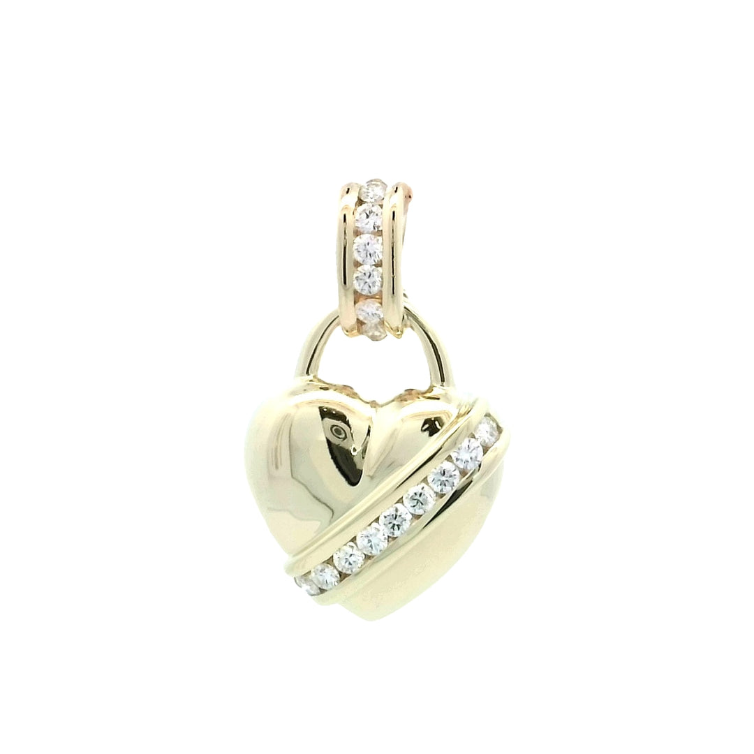18K Yellow Gold 0.75ctw Diamond Heart Pendant Necklace