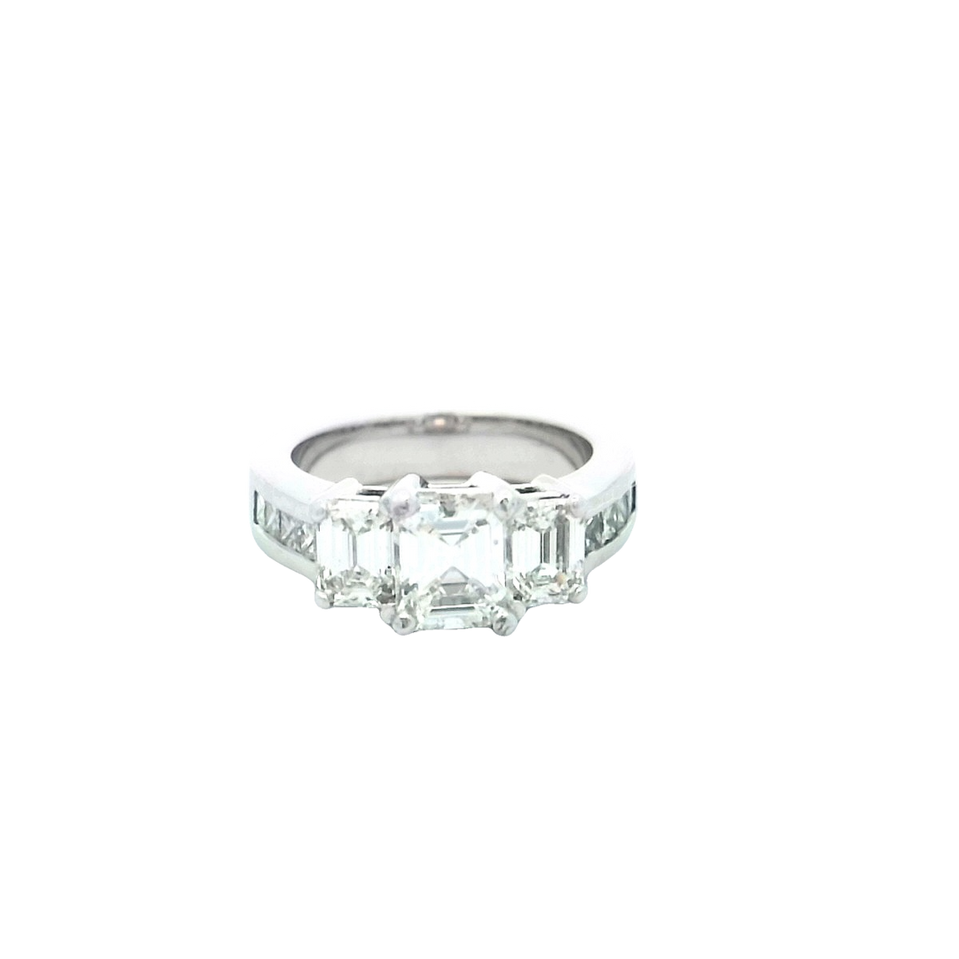 14K White Gold 1.10ct Diamond Three-Stone Engagement Ring