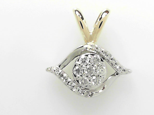 14K Yellow Gold Diamond Evil Eye Pendant Charm