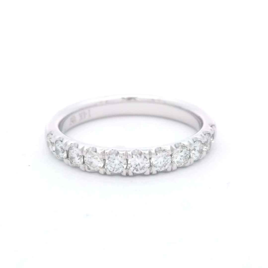 14K White Gold .59ctw Diamond Half Eternity Wedding Band