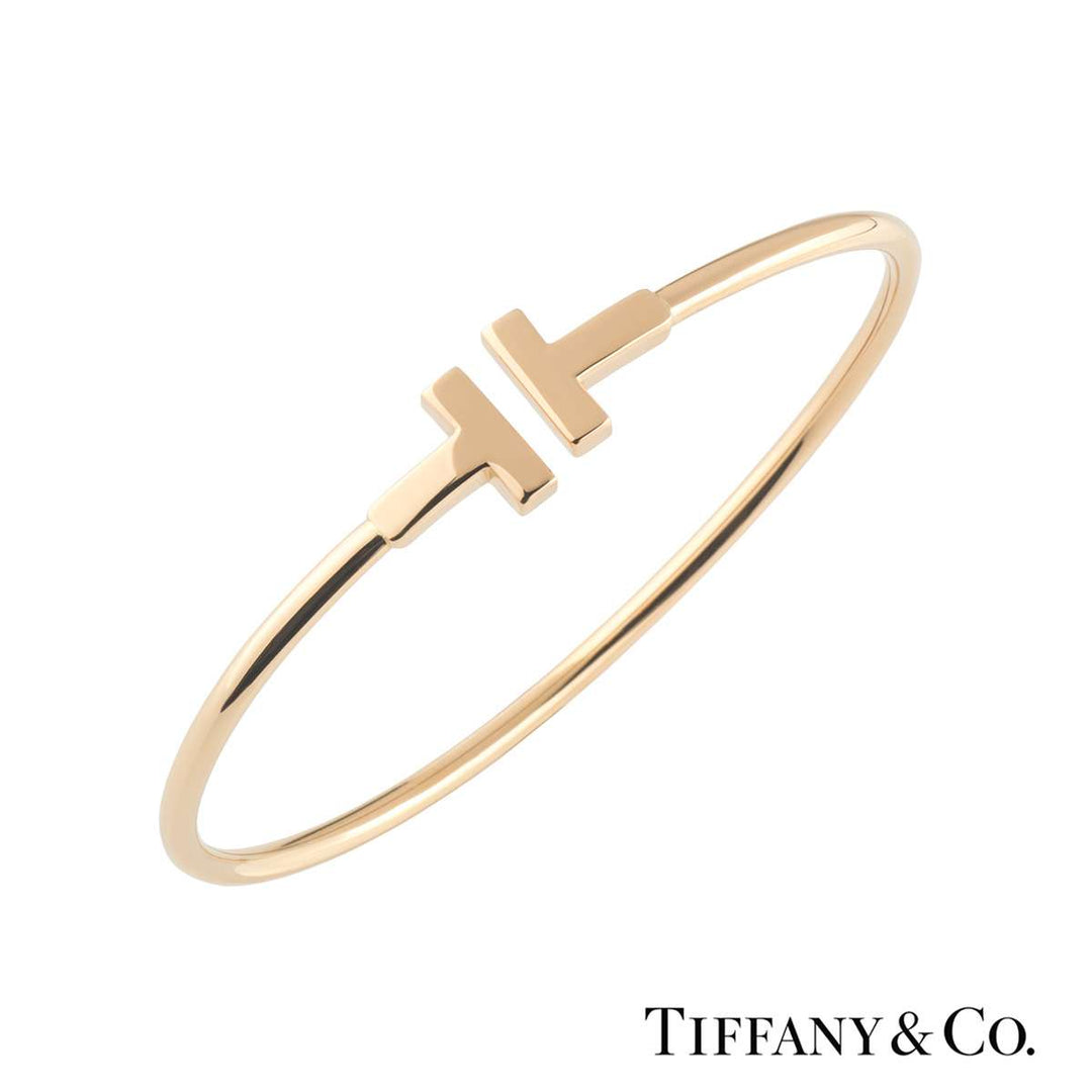 Tiffany & Co 18K Gold T Wire Bracelet - Elegant Medium Design