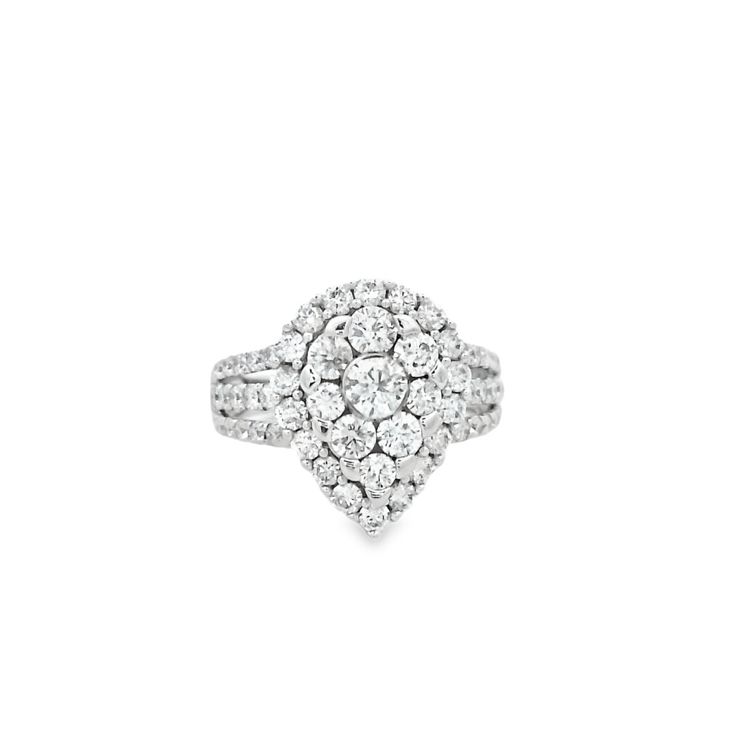 14kt White Gold 2.00ctw Diamond Cluster Halo Engagement Ring