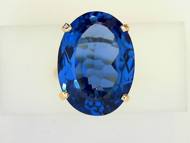 14kt Gold Vintage Oval London Blue Topaz Pendant