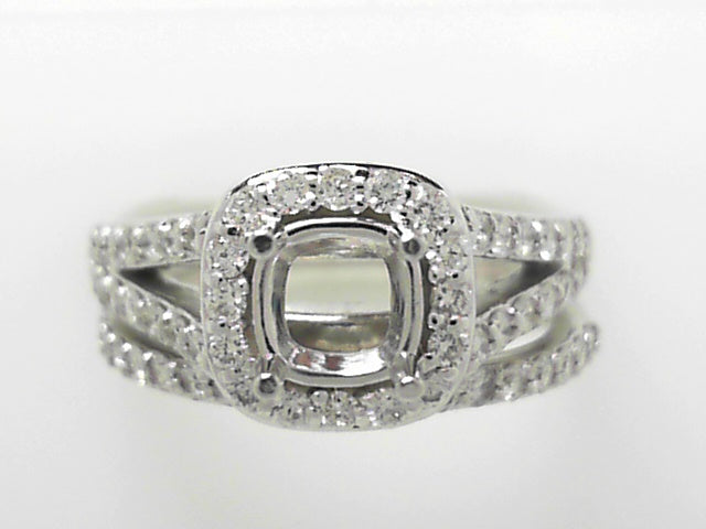 14K White Gold 1.04ctw Diamond Semi-Mount Ring Setting