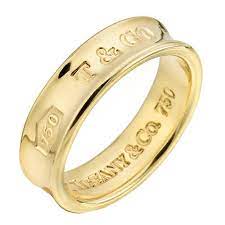 18K Yellow Gold Tiffany 1837 Minimalist Band Ring Size 7