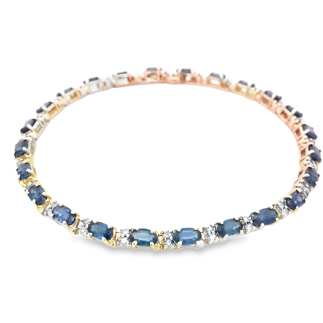 14kt Yellow Gold Vintage Sapphire Diamond Bracelet