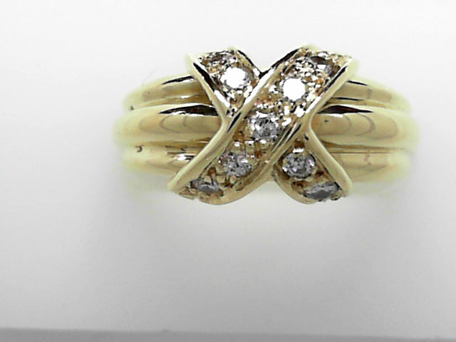 Chic 18K Gold Diamond X Statement Ring