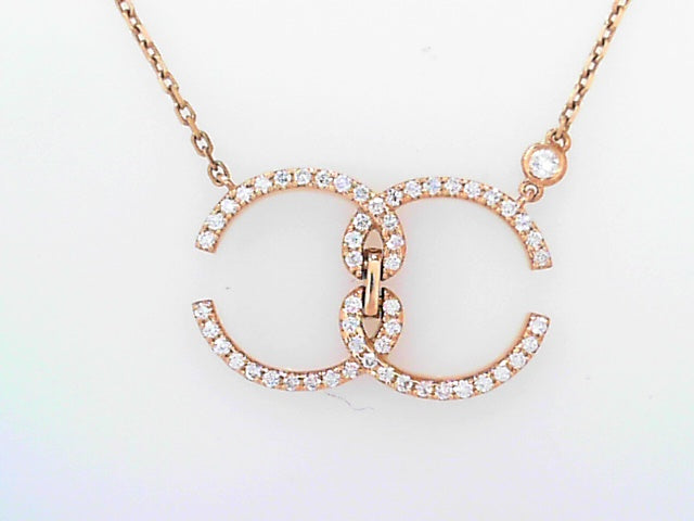 14K Gold .35ctw Diamond C's Pendant Necklace 16
