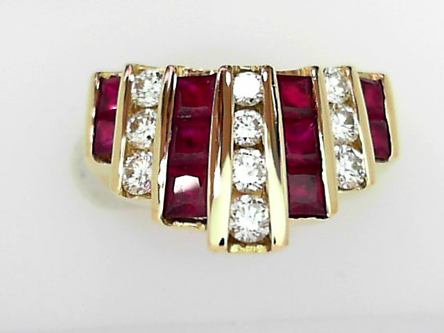 14kt Gold Ruby Diamond Vintage Channel Set Ring