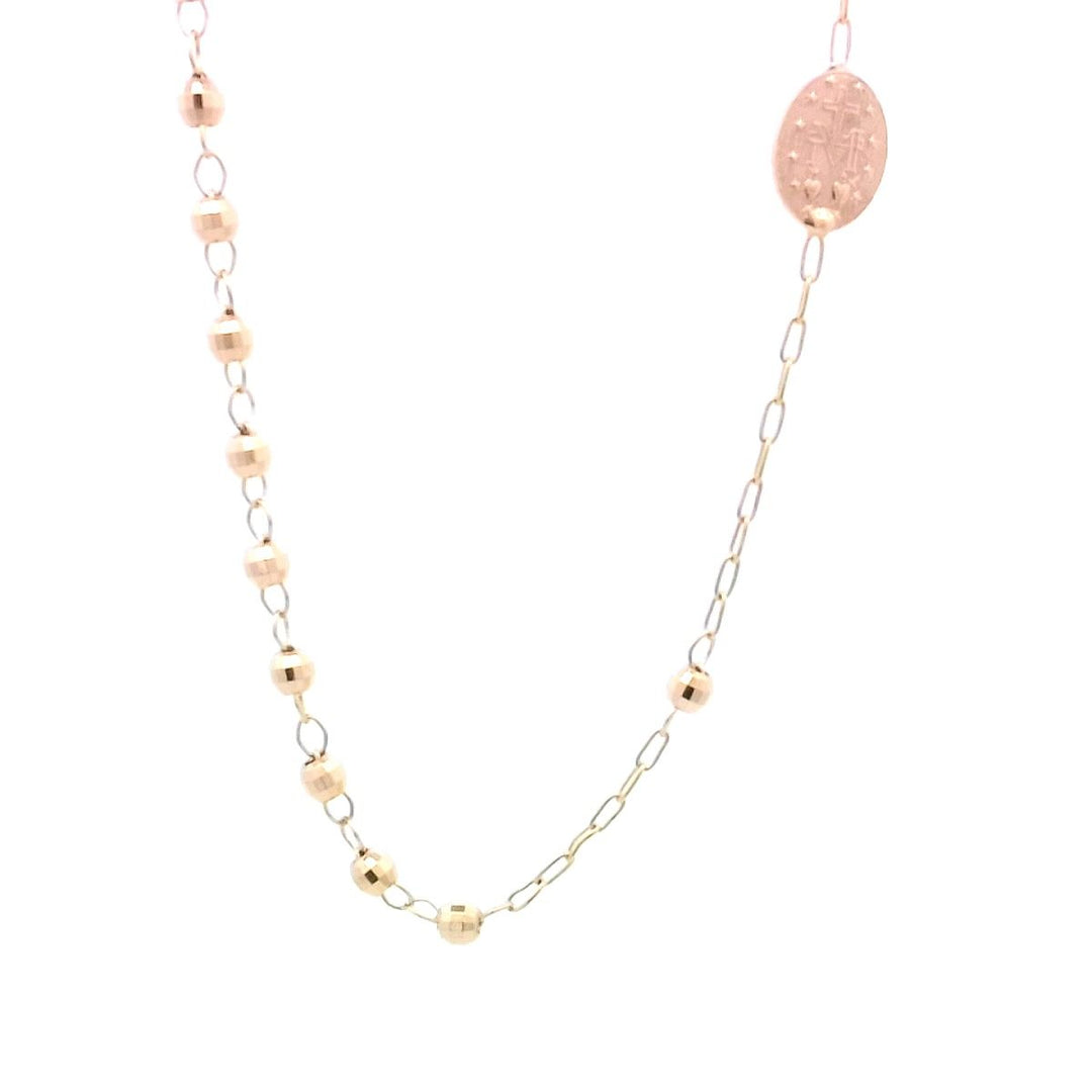 14kt Yellow Gold Rosary Chain Necklace, 18 Delicate