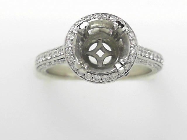 Platinum White Diamond Halo Engagement Ring 0.75ctw