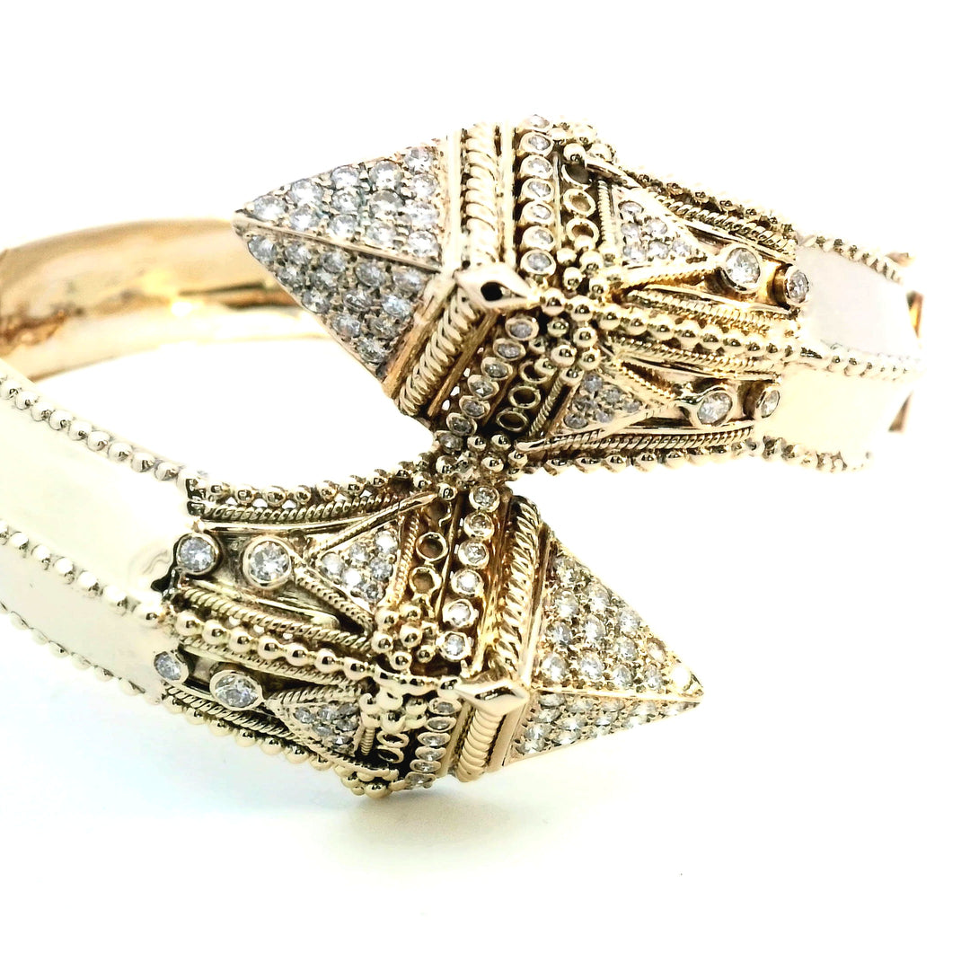Vintage Diamond 14kt Yellow Gold Statement Bracelet