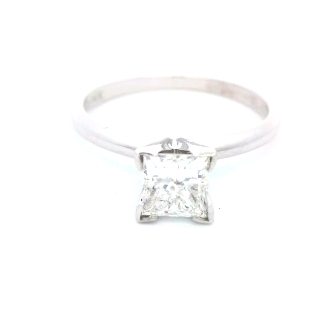 14K White Gold 1ct Princess Diamond Solitaire Ring