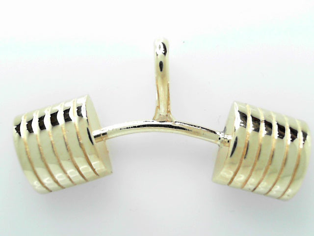 Solid 14K Gold Barbell Charm - Athletic Inspired Accessory
