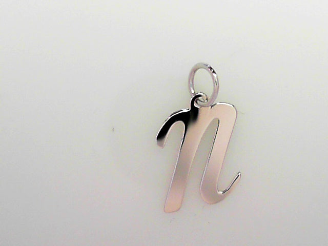 Sterling Silver Letter N Initial Charm Pendant