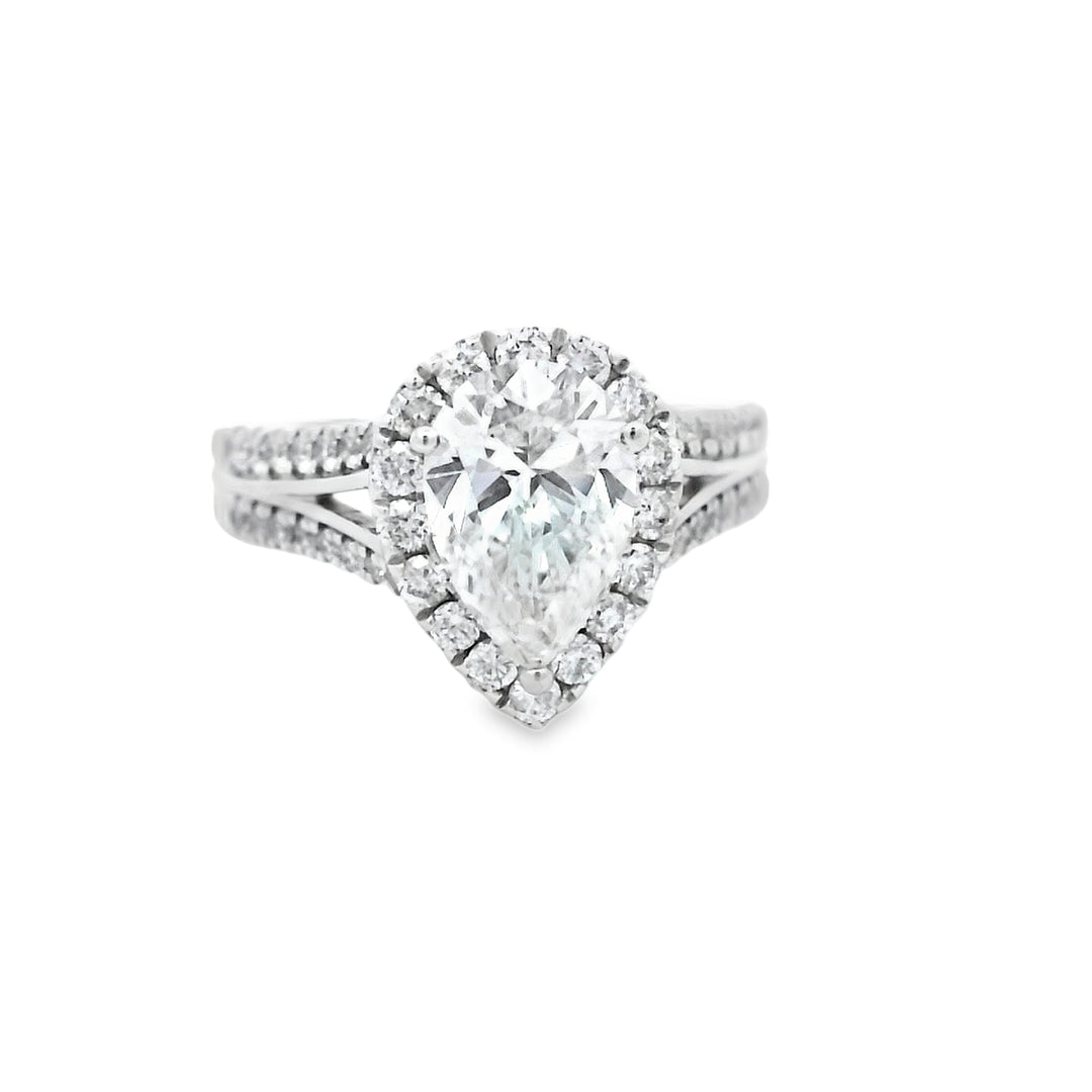 14K White Gold 1.52ct Pear Diamond Engagement Ring