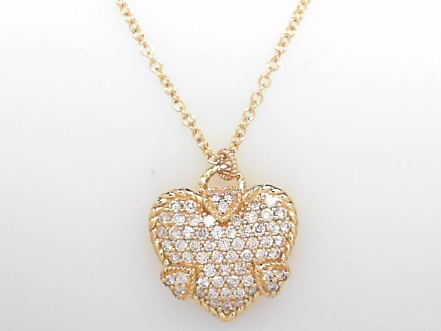 14K Gold .75ctw Judith Ripka Diamond Heart Pendant