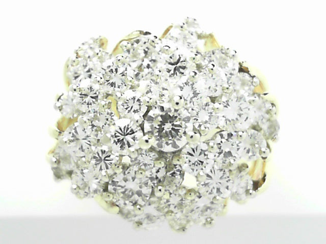 Vintage 18K Gold Diamond Cluster Statement Ring