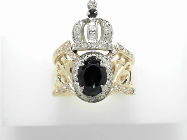 14kt Yellow Gold Sapphire & Diamond Halo Ring