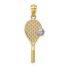 14K Two-Tone Tennis Racquet Pendant: Sporty Charm