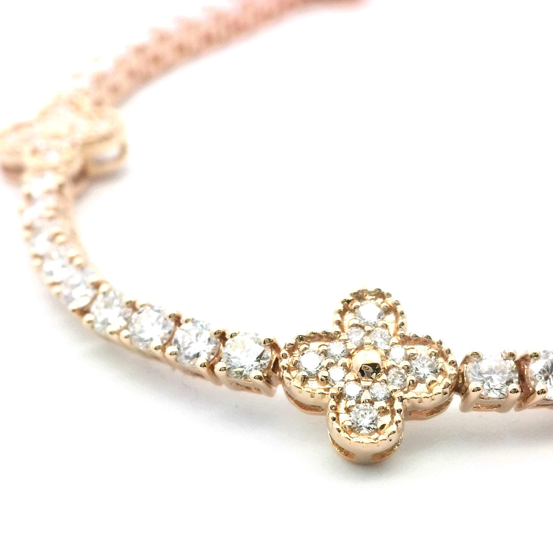 18K Yellow Gold 3.22ctw Diamond Clover Luxury Bracelet