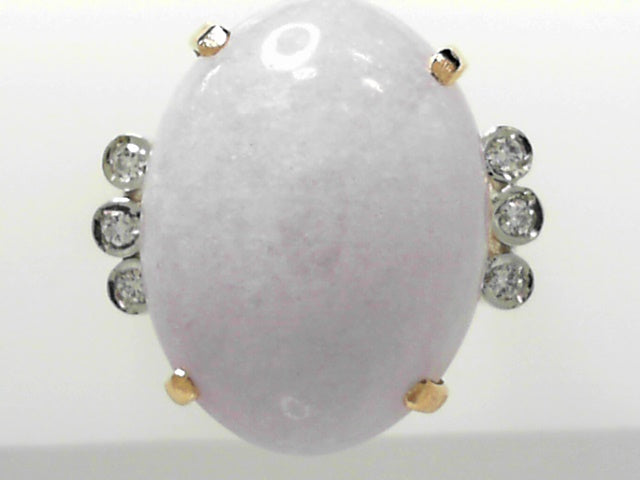 14kt Gold Lavender Jade Diamond Accent Women's Ring