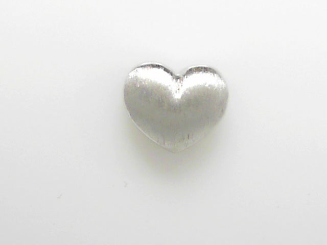Rhodium Satin Sterling Silver Heart Pendant Charm