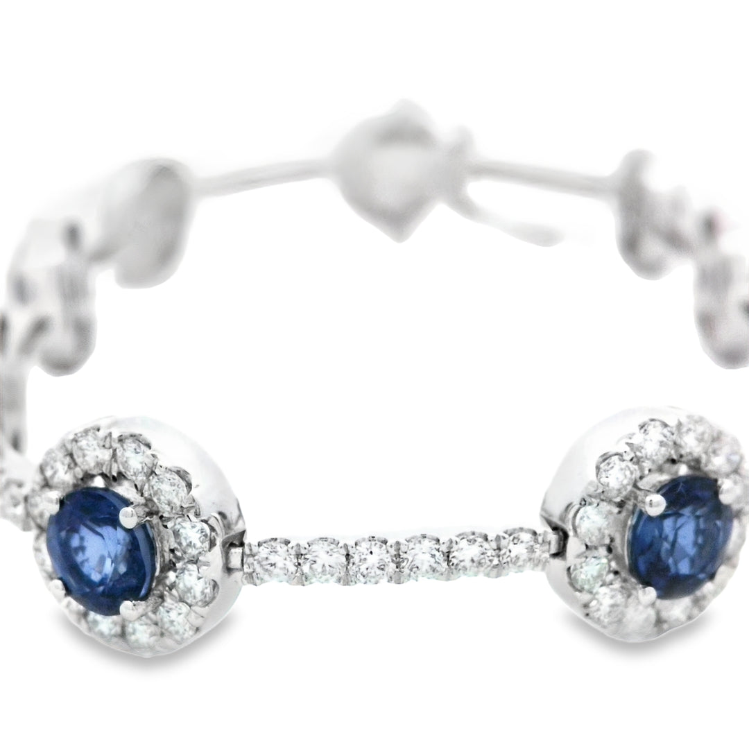 14K White Gold Sapphire Diamond Luxury Bracelet