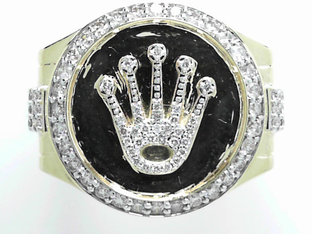 14K Gold Men's Diamond Ring - Rolex-Inspired Luxury