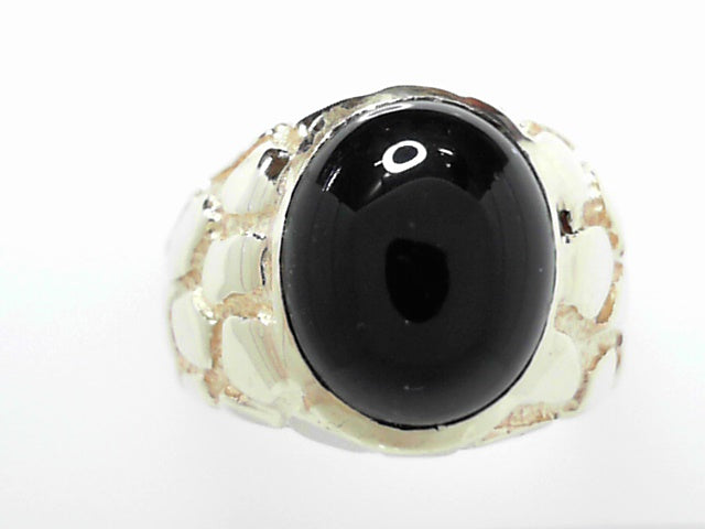 14K Gold Men's Bold Onyx Nugget Ring Masculine Design